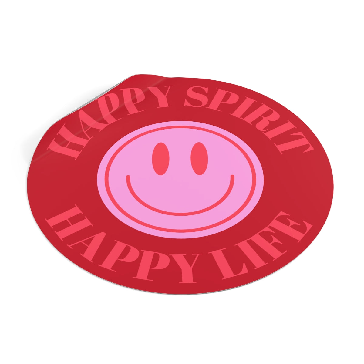 Happy Spirit Happy Life Round Vinyl Stickers, UV Smiley Stickers, Smile Sticker, Tumblr Retro Smile, VSCO Girl, Computer, Skateboard