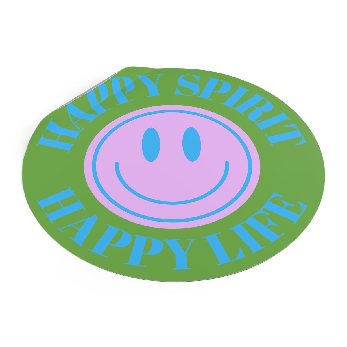 Happy Spirit Happy Life Round Vinyl Stickers, UV Smiley Stickers, Smile Sticker, Tumblr Retro Smile, VSCO Girl, Computer, Skateboard