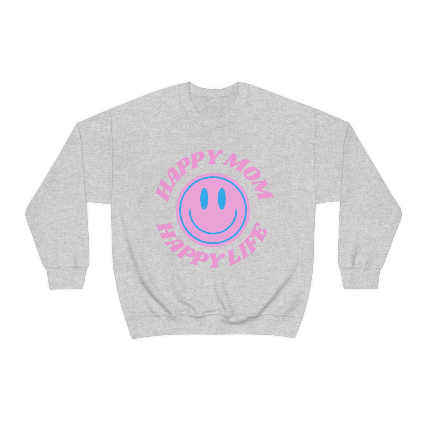 Happy Mom Happy Life Sweatshirt, Mother's Day Gift Sweatshirt, Mom Crewneck, Gift for Mom, Smile Face Trendy Crewneck, Mom's Day Gift