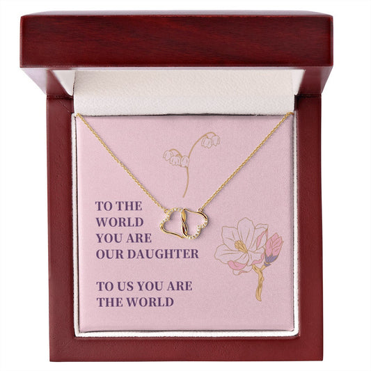 Solid Gold Pave Diamonds Everlasting Love Necklace Daughter World