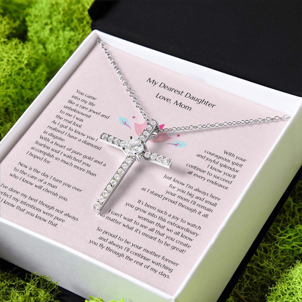 Gift for Bride, Necklace for Bride, Mom To Daughter Wedding, Cross for Bride, Gift from Mom, Gift from Mother of the Bride, Mother Daughter