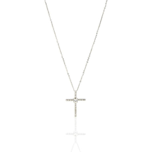 Mom to Daughter Wedding  14K W Gold CZ Cross