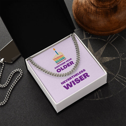 Chain 14k Or Steel Older Wiser Birthday Rainbow Cake Lavender