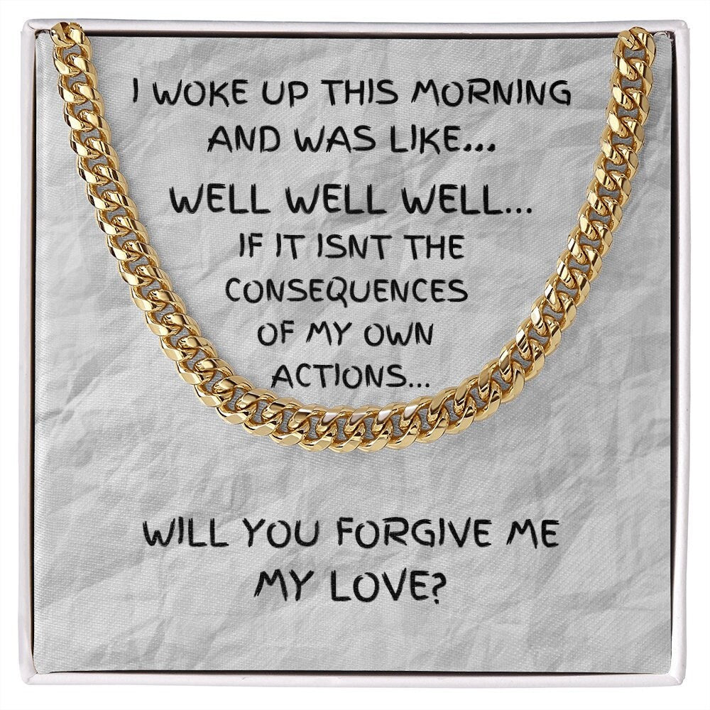 Humorous Gift, Forgiveness Gift, Gold Chain Necklace, Make Up Gift, Girlfriend Apology Gift, Wife Apology Gift, I’m Sorry Gift, Consequence