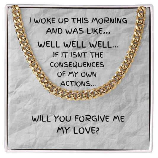 Humorous Gift, Forgiveness Gift, Gold Chain Necklace, Make Up Gift, Girlfriend Apology Gift, Wife Apology Gift, I’m Sorry Gift, Consequence