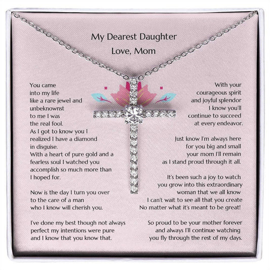 Gift for Bride, Necklace for Bride, Mom To Daughter Wedding, Cross for Bride, Gift from Mom, Gift from Mother of the Bride, Mother Daughter