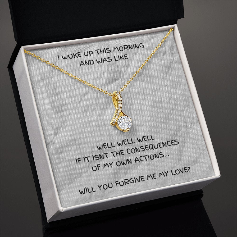 Humorous Gift, Forgiveness Gift, Girlfriend Apology Gift, Wife Apology Gift, I'm Sorry Gift, Consequence, Gold Alluring Necklace, Sorry Gift
