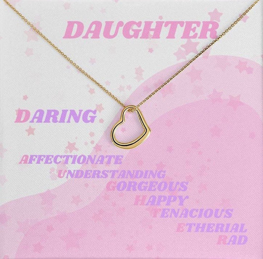 Minimalist Daughter Gift Necklace From Mom, Retro Pink Purple Stars Open Heart Gold White Gold Delicate Heart Necklace