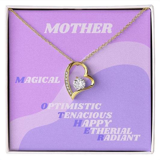 Gift for Mom, Forever Love Gold Necklace, Mother Gift, Retro Purple Lavender, Gold Forever Love Necklace for Mom, Holiday Mom Gift