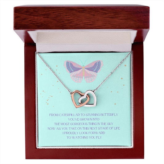 Gift for Daughter, Stepdaughter, Niece, Girl Gift, Sister Life Event Gift, Quinceanera Gift, Sweet 16 Gift, Heart Link, Butterfly Necklace