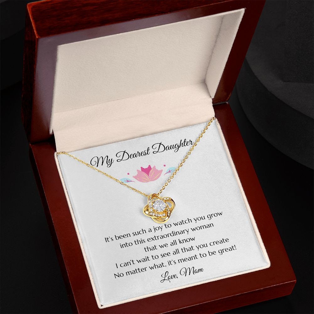 Gift for Daughter Love Knot Necklace Gold