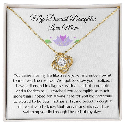 Daughter Gift From Mother, Love Knot Necklace from Mom, Purple Graphic Pendant