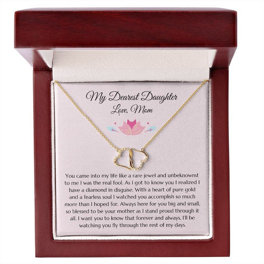 Daughter Gift From Mom Diamond and Gold Heart Everlasting Love Necklace