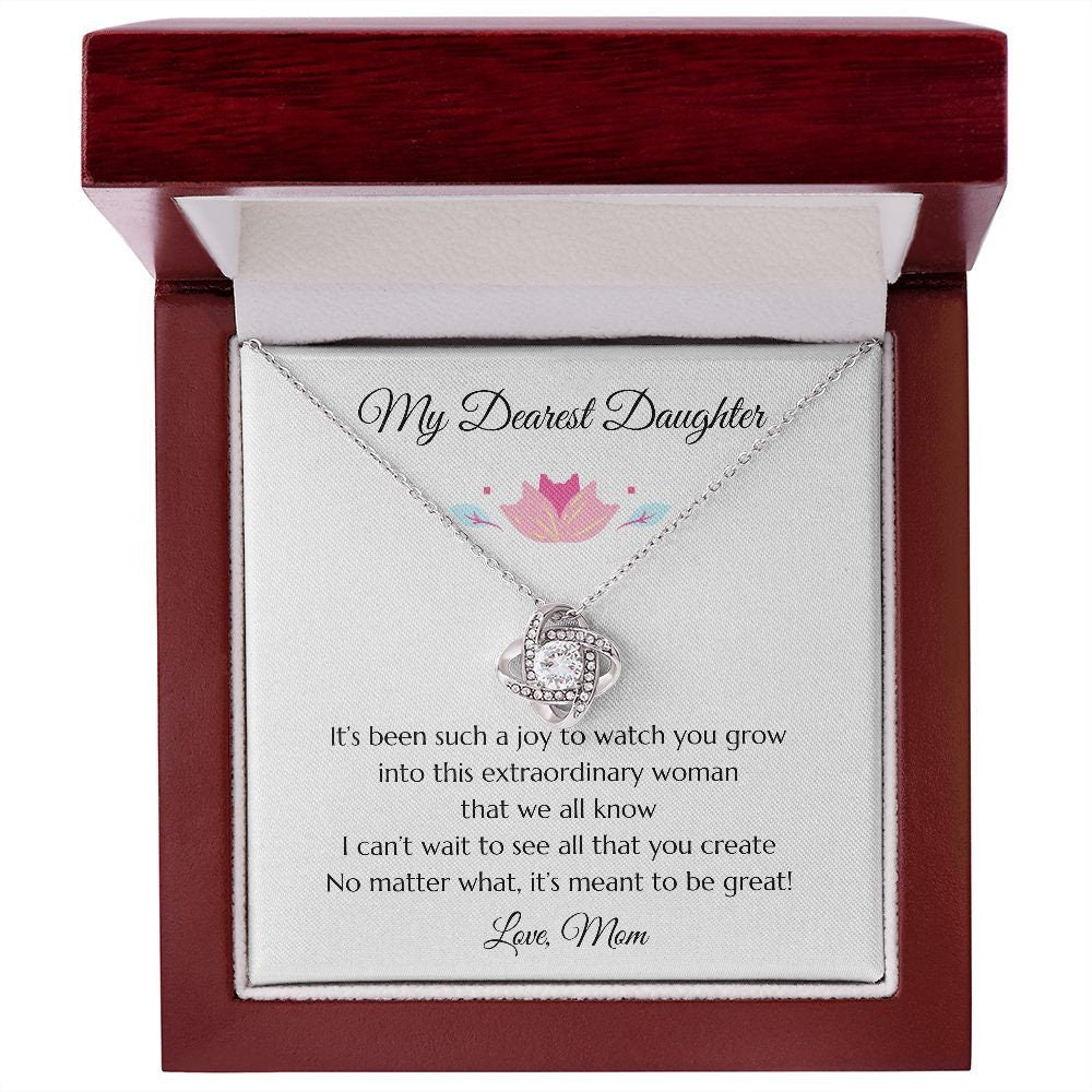 Daughter Love Knot Necklace, Gold Necklace for Daughter Gift, Gift for Daughter