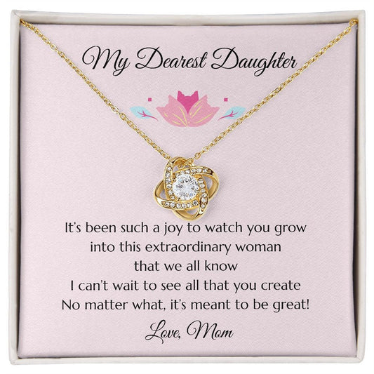 Daughter Gift Gift to Daughter, Daughter Gift Necklace, Heartfelt Girl Jewelry Love Knot Necklace, Gift for Daughter, Daughter Necklace