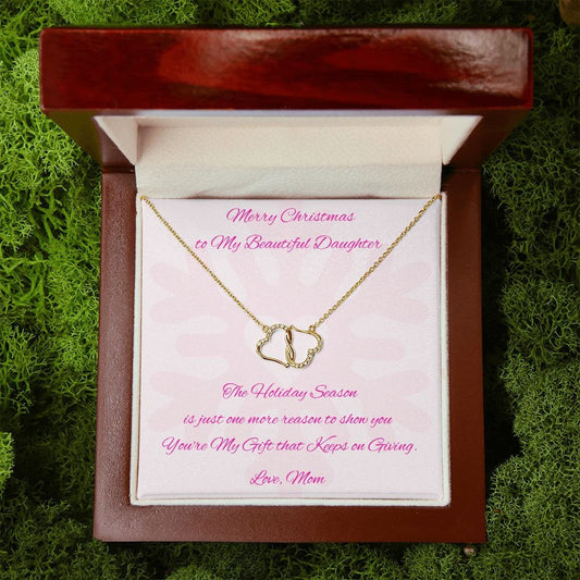 Christmas Gift to Daughter, Diamond Gold Hear Necklace for Daughter from Mom, Daughter Holiday Gift