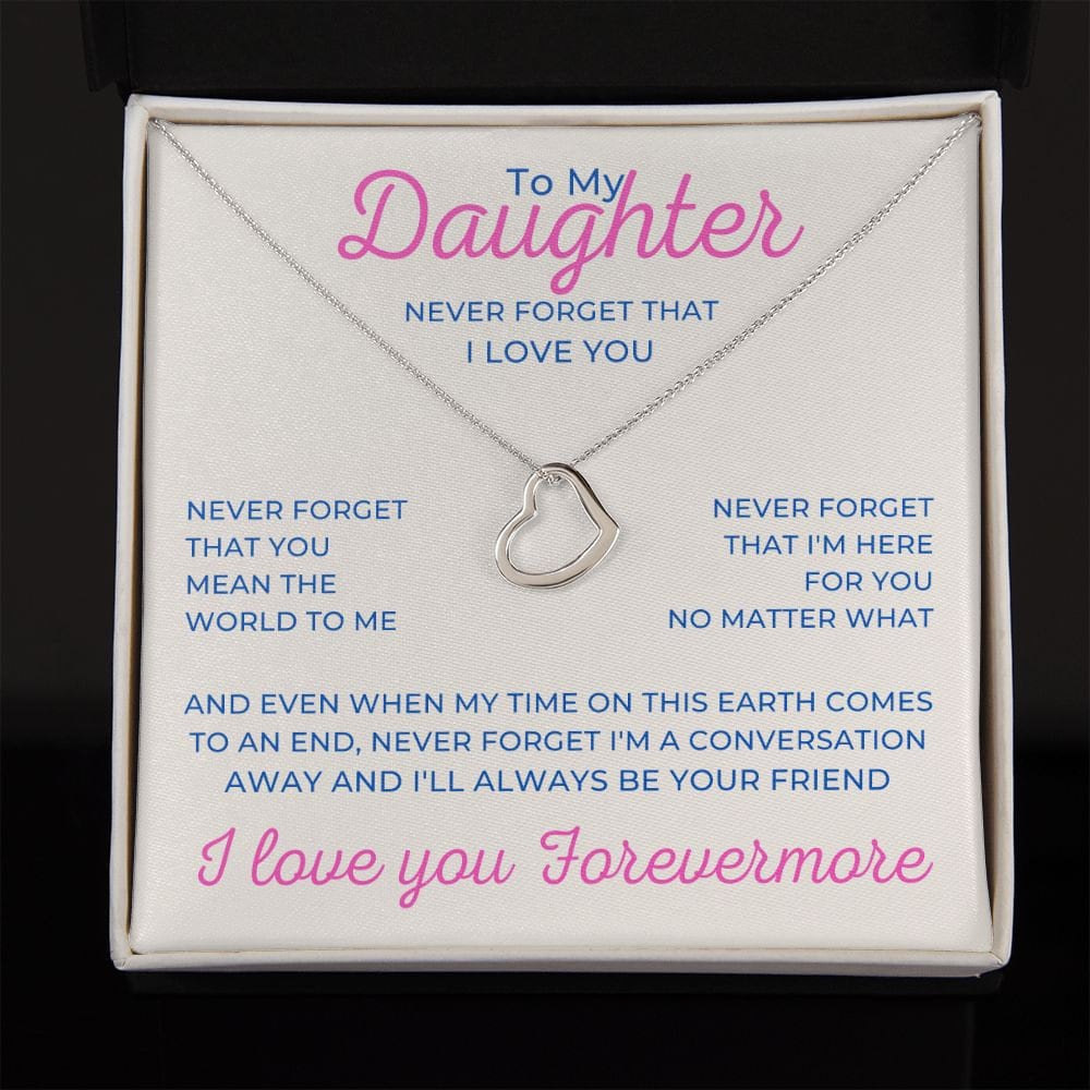 To My Daughter Delicate Heart Necklace, Daughter Gift Form Birthday or Christmas