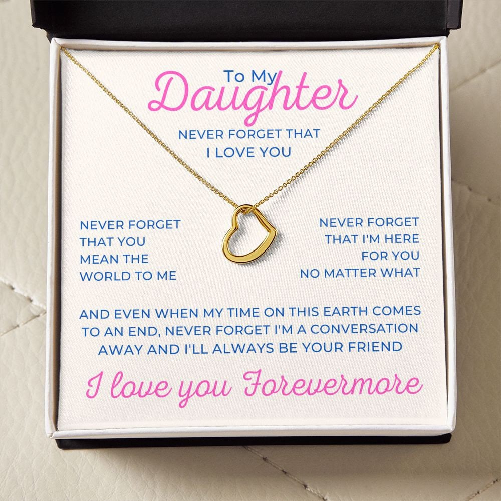 To My Daughter Delicate Heart Necklace, Daughter Gift Form Birthday or Christmas