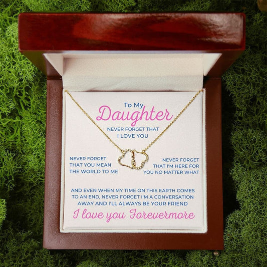 To My Daughter, Everlasting Love Gold and Diamond Necklace for Birthday or Christmas