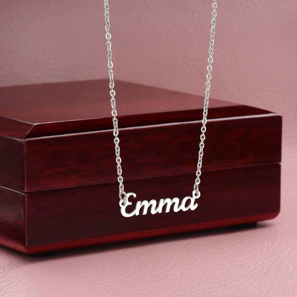 Daughter Name Necklace, Custom Personalized Font, Retro Minimalist Name Necklace, Daughter Name Message Gift