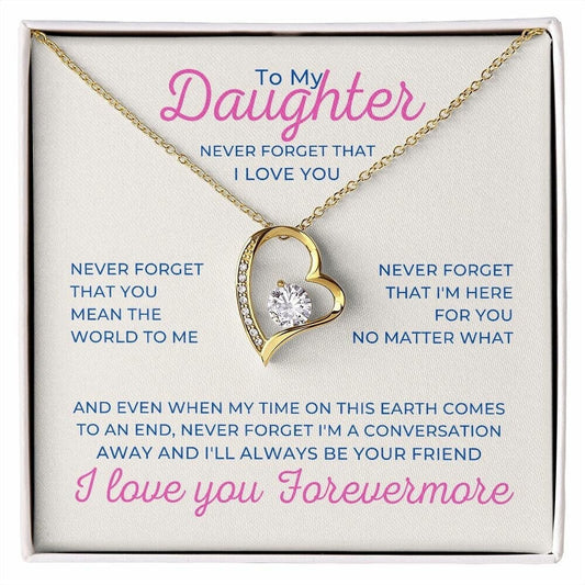 To My Daughter Forever Love Necklace, Heart Pendant for Daughter Birthday or Christmas