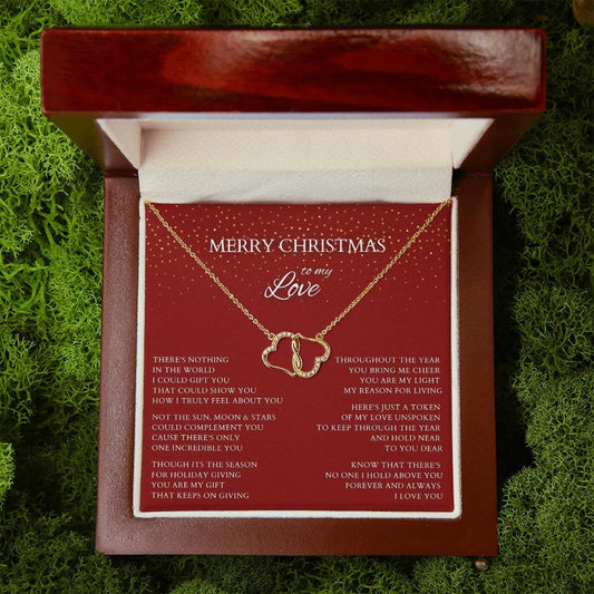 Merry Christmas to My Love Diamond and Gold Necklace to Wife, Everlasting Love Necklace to Lover, Christmas Gift for Partner