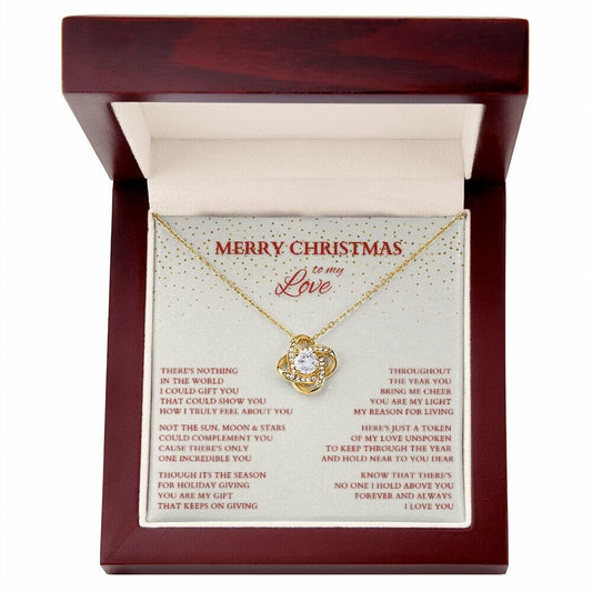 Wife Gift, Merry Christmas to My Love Necklace, Love Knot Christmas Gift for Wife or Lover, Girlfriend Holiday Gift