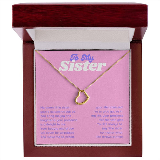 To My Sweet Sister from Sibling, Minimalist Little Gold Heart Necklace Sister Gift