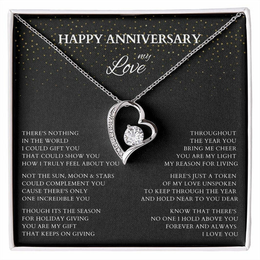 Happy Anniversary Wife Gift Necklace, Original Poem Necklace for Lover Life Partner, Holiday Christmas New Year Anniversary Wife Gift