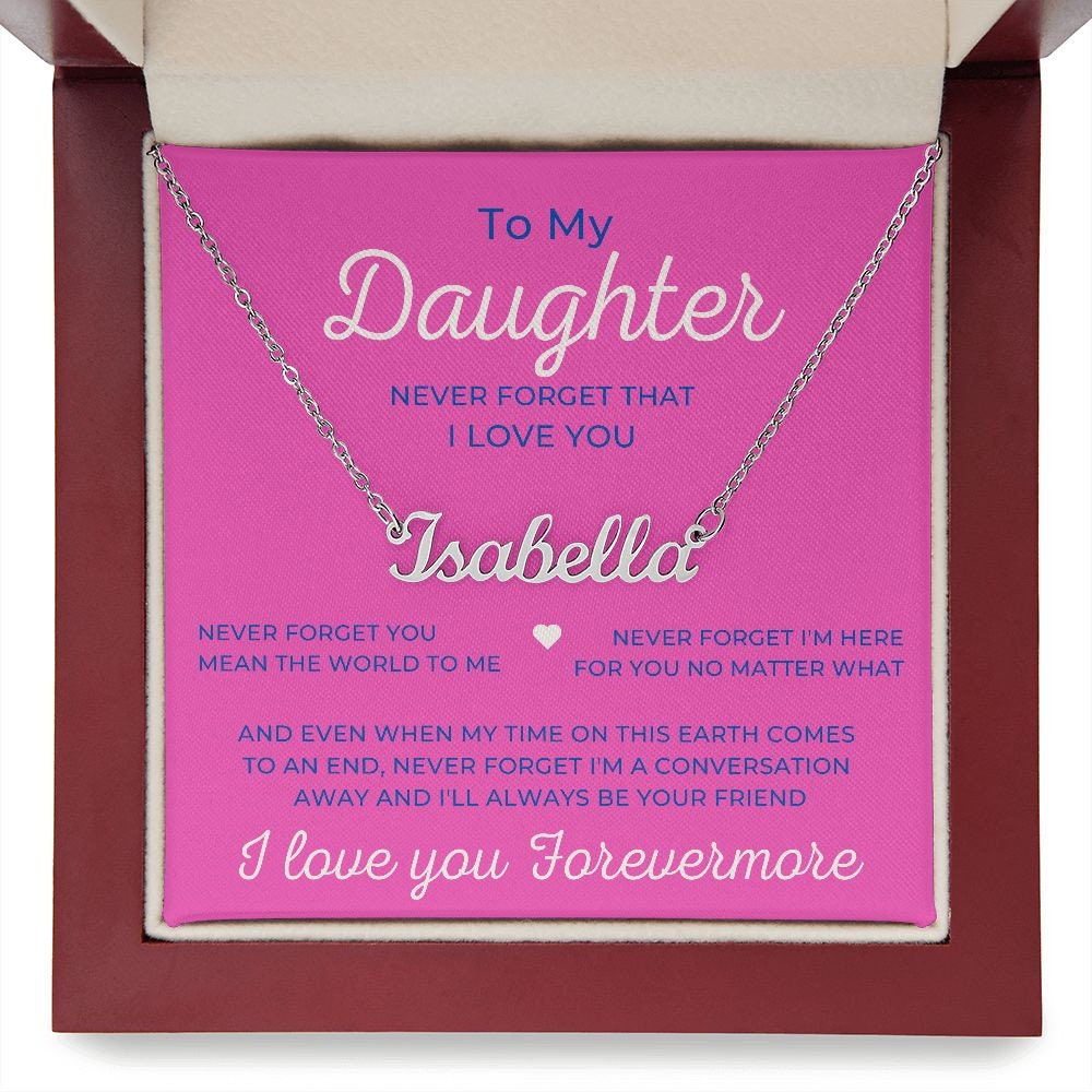 Daughter Name Necklace, Custom Personalized Font, Retro Minimalist Name Necklace, Daughter Name Message Gift
