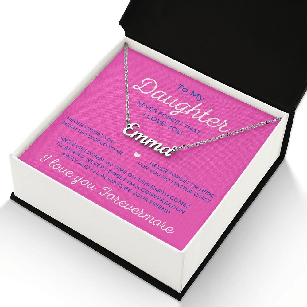 Daughter Name Necklace, Custom Personalized Font, Retro Minimalist Name Necklace, Daughter Name Message Gift