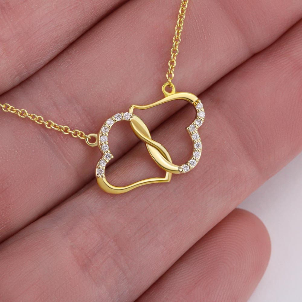 Solid 14K Gold Double Heart with Mom Pendant Necklace - Two-Tone Gold |  Jewelry America