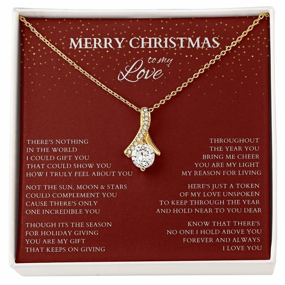 Wife Gift, Merry Christmas to My Love Necklace, Alluring Beauty Christmas Gift for Wife or Lover, Girlfriend Holiday Gift