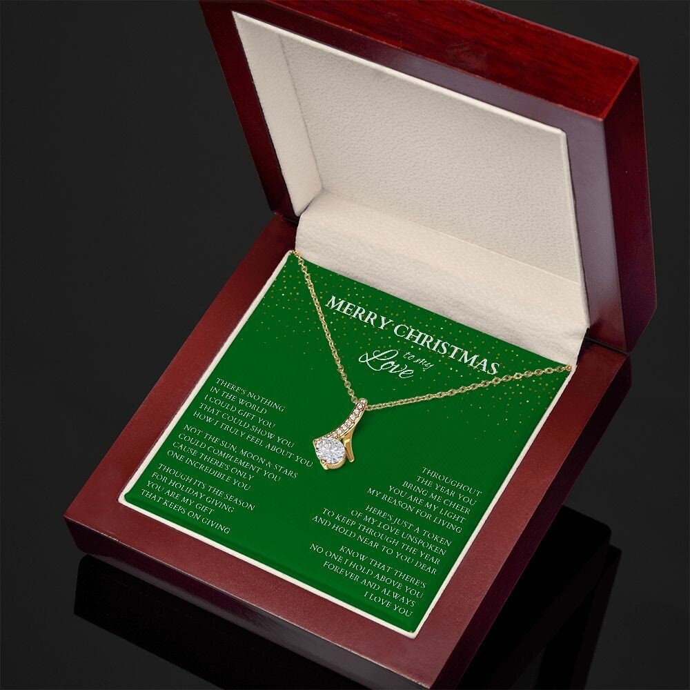 Wife Gift, Merry Christmas to My Love Necklace, Alluring Beauty Christmas Gift for Wife or Lover, Girlfriend Holiday Gift