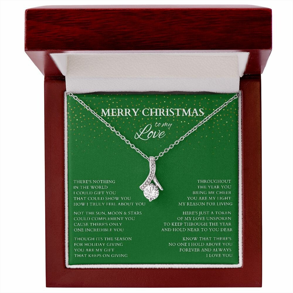 Wife Gift, Merry Christmas to My Love Necklace, Alluring Beauty Christmas Gift for Wife or Lover, Girlfriend Holiday Gift