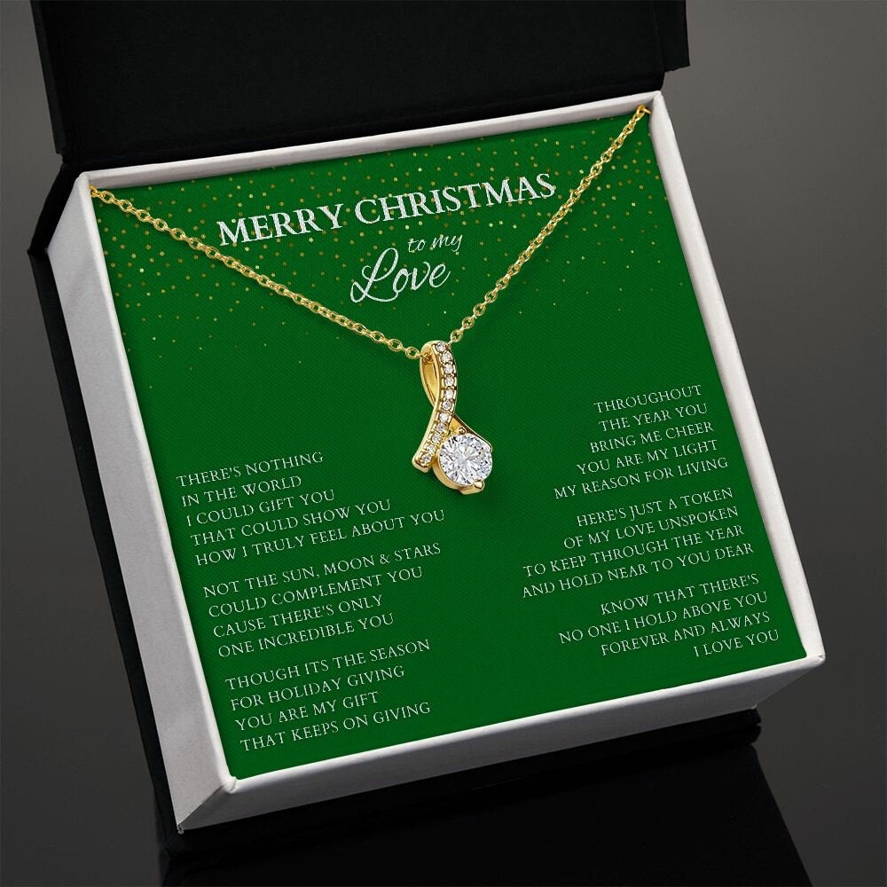 Wife Gift, Merry Christmas to My Love Necklace, Alluring Beauty Christmas Gift for Wife or Lover, Girlfriend Holiday Gift