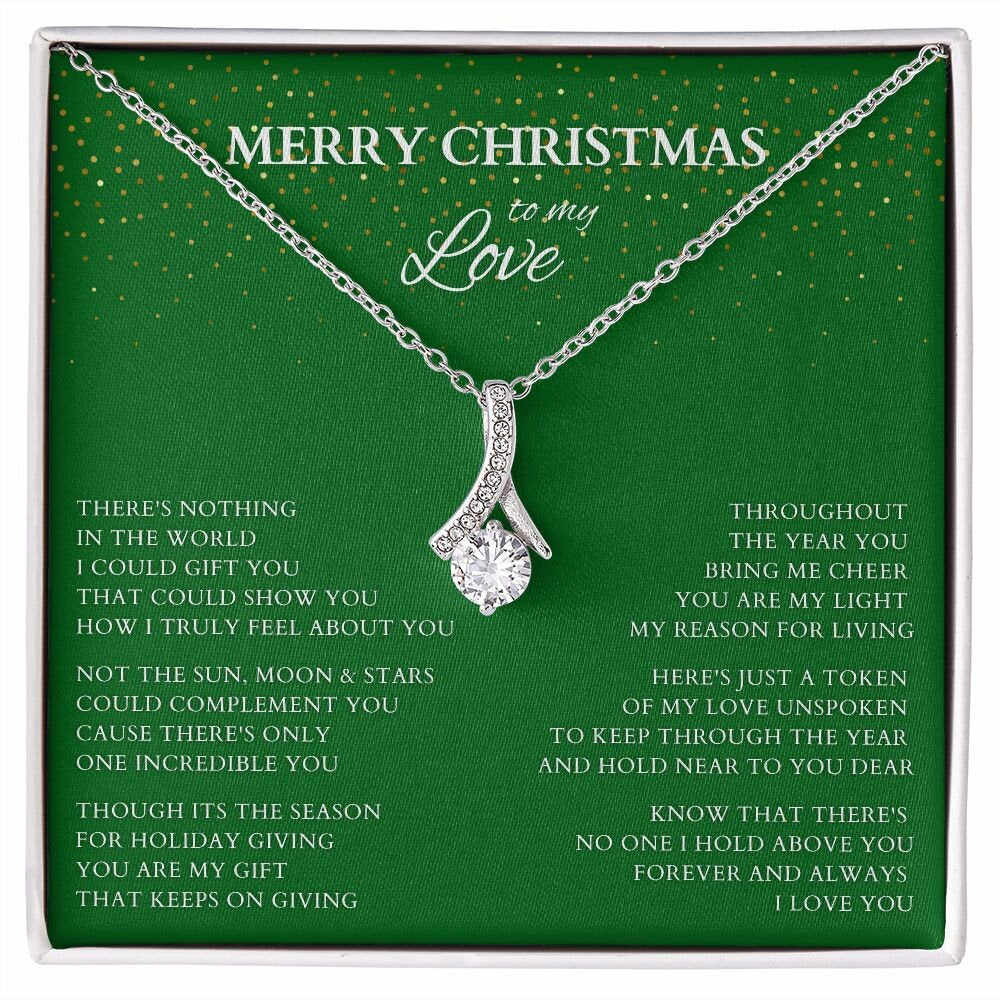 Wife Gift, Merry Christmas to My Love Necklace, Alluring Beauty Christmas Gift for Wife or Lover, Girlfriend Holiday Gift