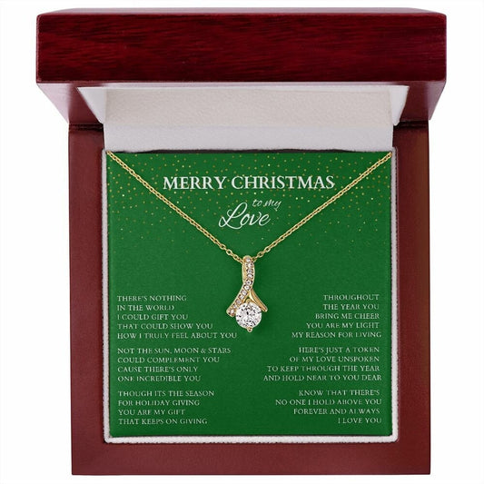 Wife Gift, Merry Christmas to My Love Necklace, Alluring Beauty Christmas Gift for Wife or Lover, Girlfriend Holiday Gift