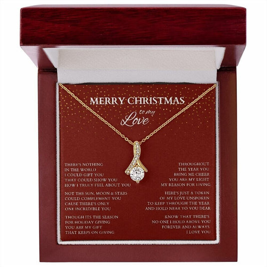 Wife Gift, Merry Christmas to My Love Necklace, Alluring Beauty Christmas Gift for Wife or Lover, Girlfriend Holiday Gift