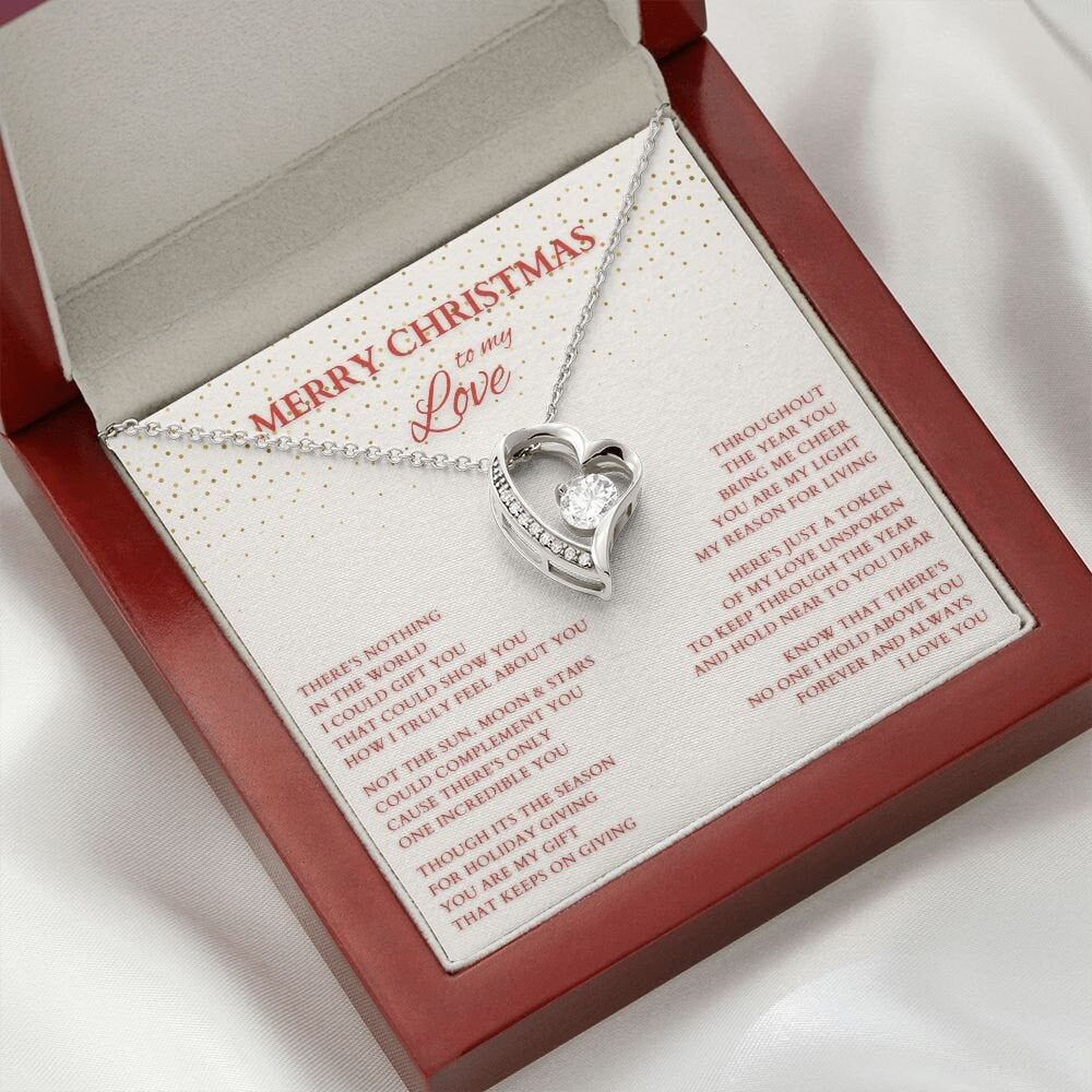 Merry Christmas Love Necklace Gift, Gift for Girlfriend,Holiday Heart Necklace with Poem for Love, Forever Love To Lover, Life Partner Gift