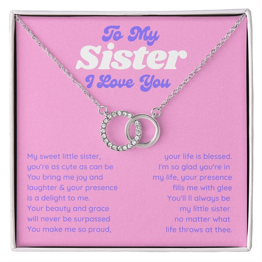 To My Sister I Love You Double Interlocking Circles White Gold, Sister Love Necklace, Sister Gift Necklace