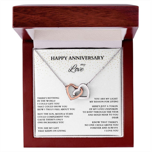 Happy Anniversary Gift, Interlocking Hearts Gift for Wife, Wife Anniversary Gift, Gold Heart Anniversary Gift, custom Anniversary Necklace