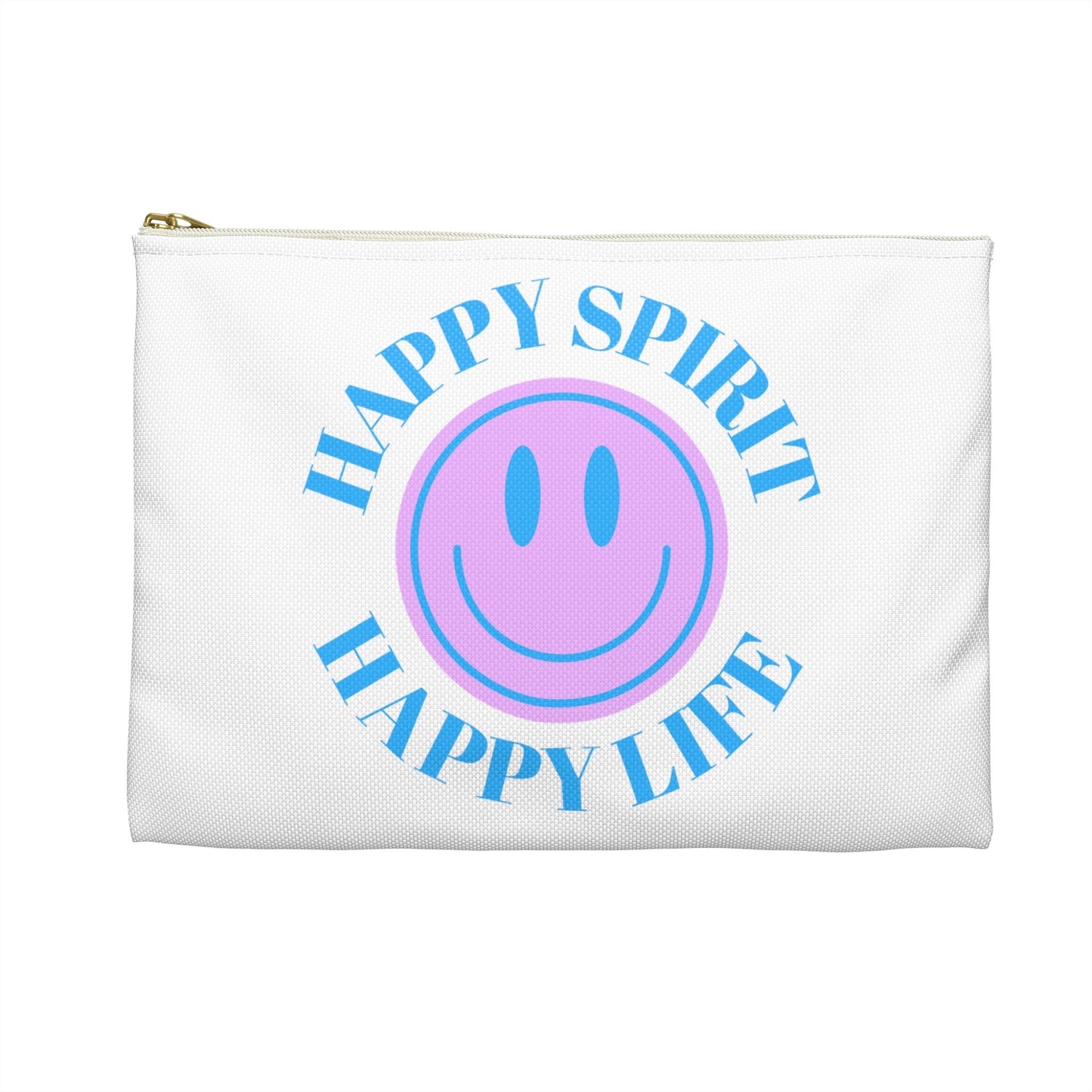 Happy Spirit Happy Life Accessory Pouch, Y2K Pouch, Vsco Girl Make Up Bag, Tumblr Smile Bag, Purple Case, Pencil Case, Travel Case,